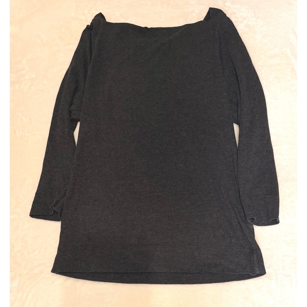 James Perse Standard Charcoal Gray Hooded Boat Neck Pullover Size 3/US Large - Picture 2 of 8
